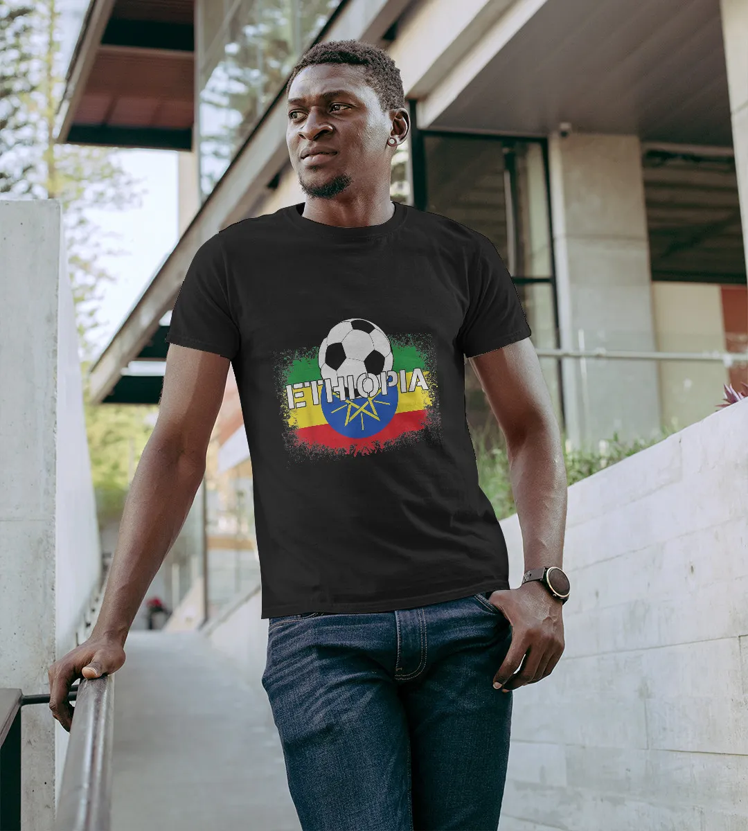 1sttheworld T-Shirt - Ethiopia Football T-Shirt Black A35