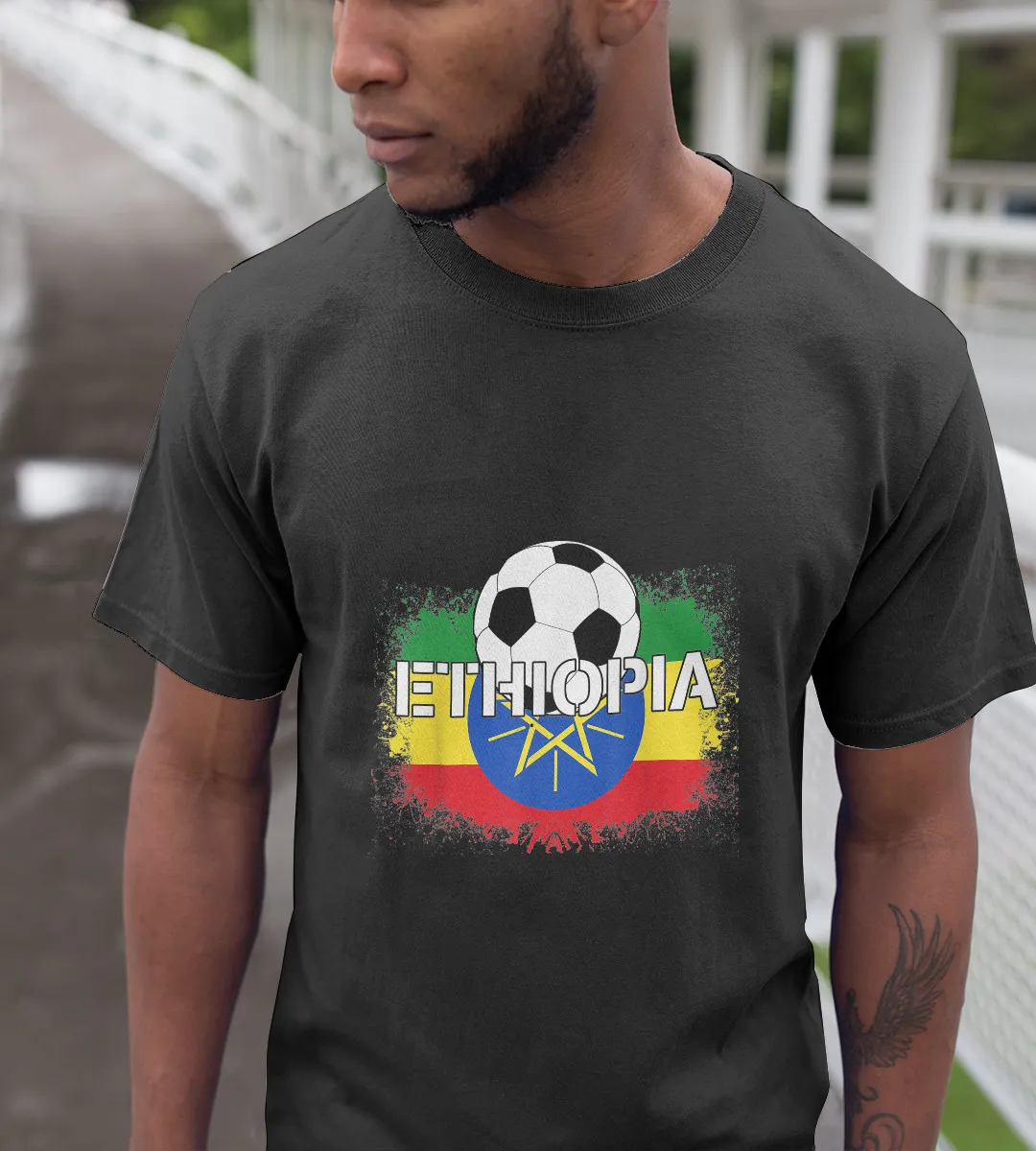 1sttheworld T-Shirt - Ethiopia Football T-Shirt Black A35