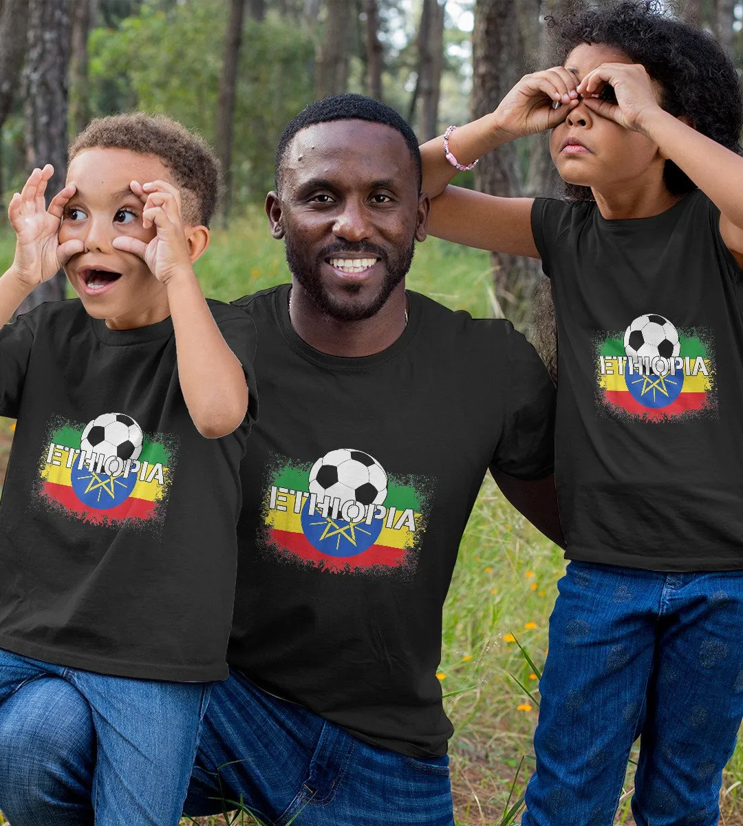 1sttheworld T-Shirt - Ethiopia Football T-Shirt Black A35