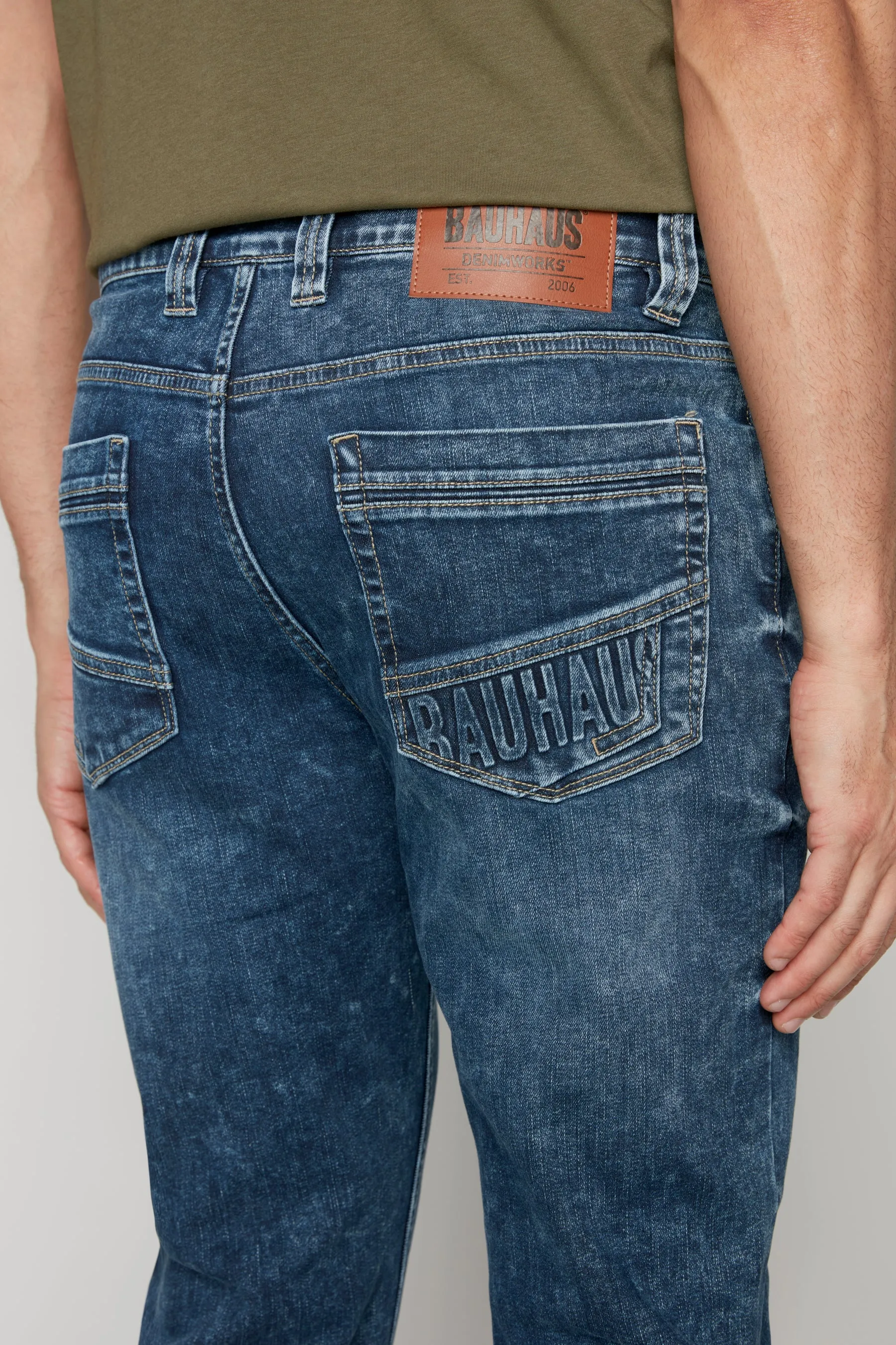 5 Pocket Bootcut Jeans - Dark Blue Acid Wash