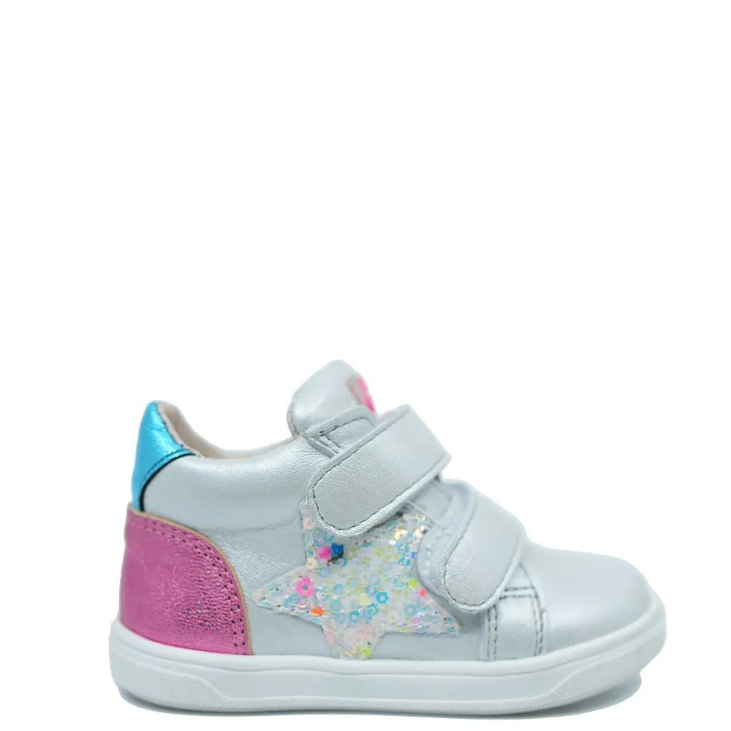 Acebos Gray and Pink Star Baby Sneaker