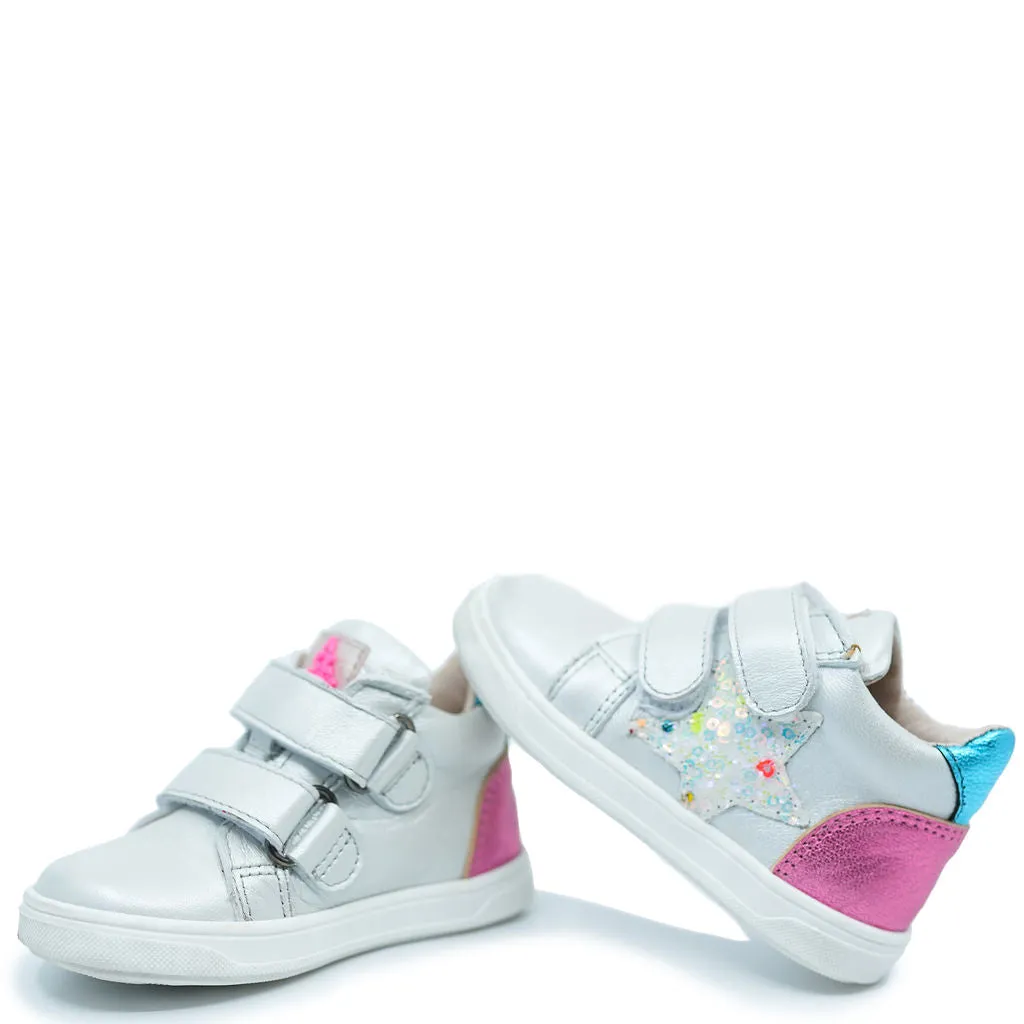 Acebos Gray and Pink Star Baby Sneaker