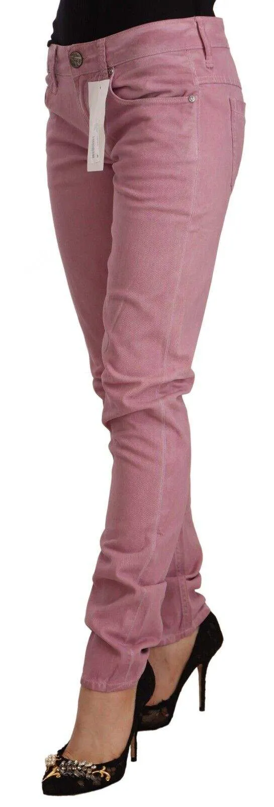 Acht Pink Cotton Slim Fit Women Denim Skinny Jeans