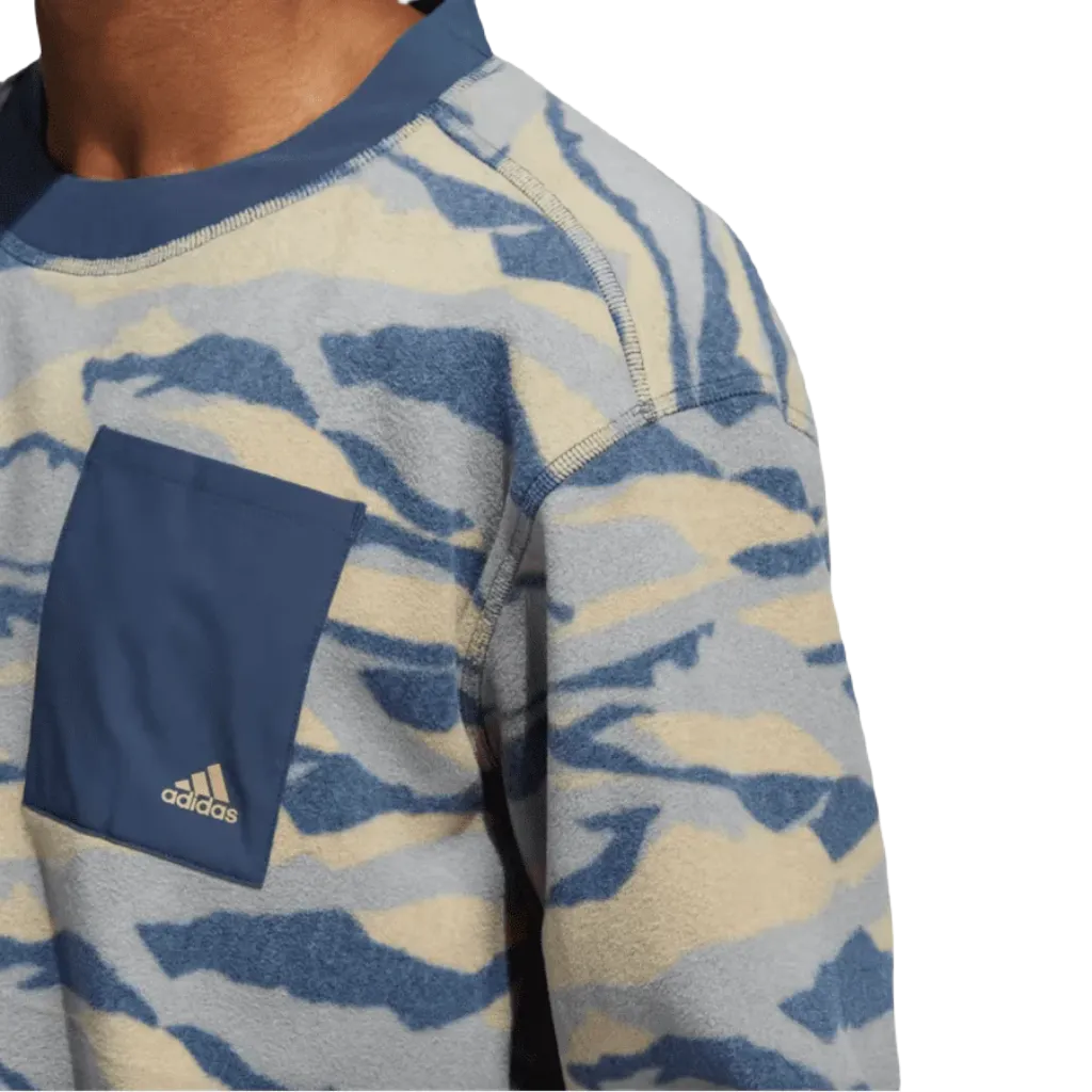 Adidas Texture-Print Crew Sweatshirt - Blue