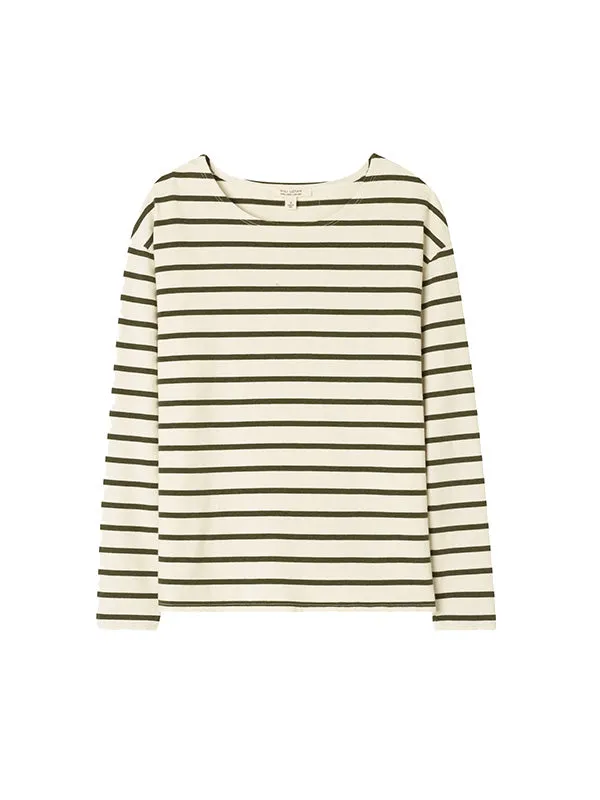 Arlette Long Sleeve Shirt in Olive Stripe