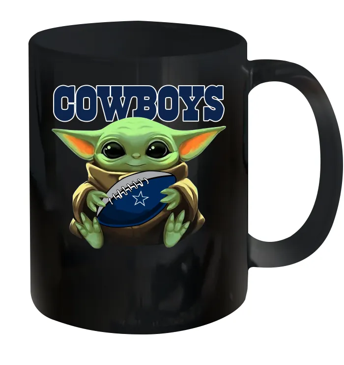 Baby Yoda Loves The Dallas Cowboys Star Wars Baby Yoda Hugs Cowboys NFL Ceramic Mug 11oz