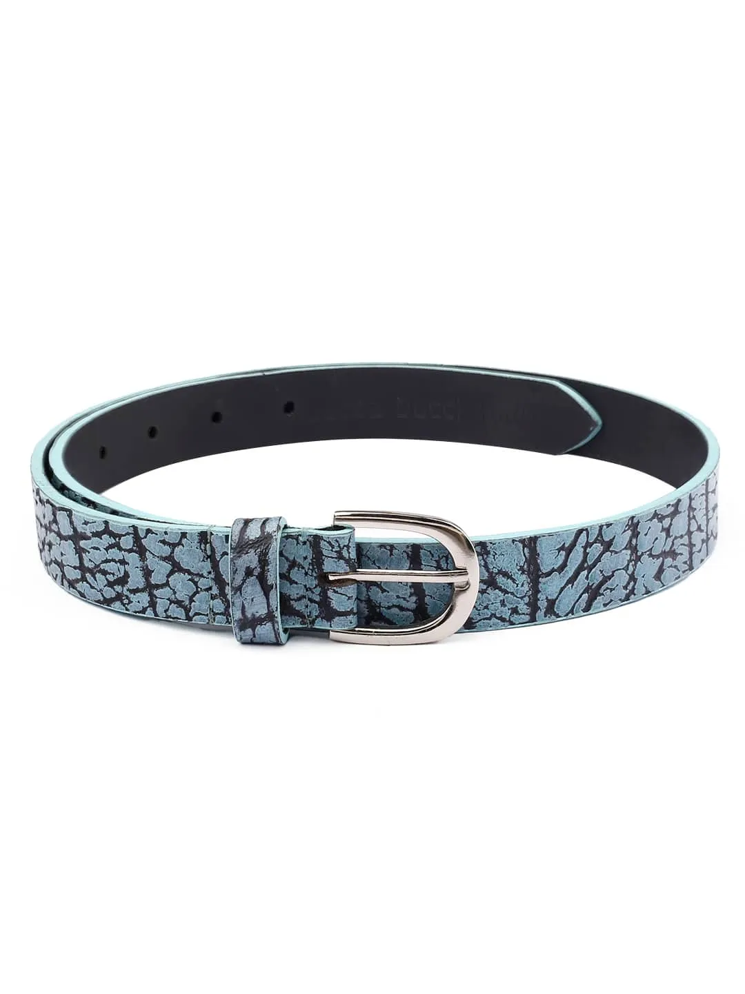 Bacca Bucci Azure Serpentine 22mm Textured Fashion Belt for Women, Genuine Leather