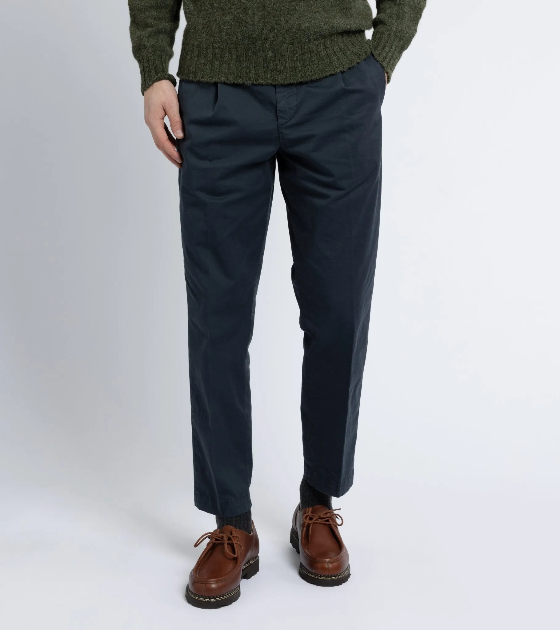 Barena Masco Trevo Cotton Twill Trousers: Navy