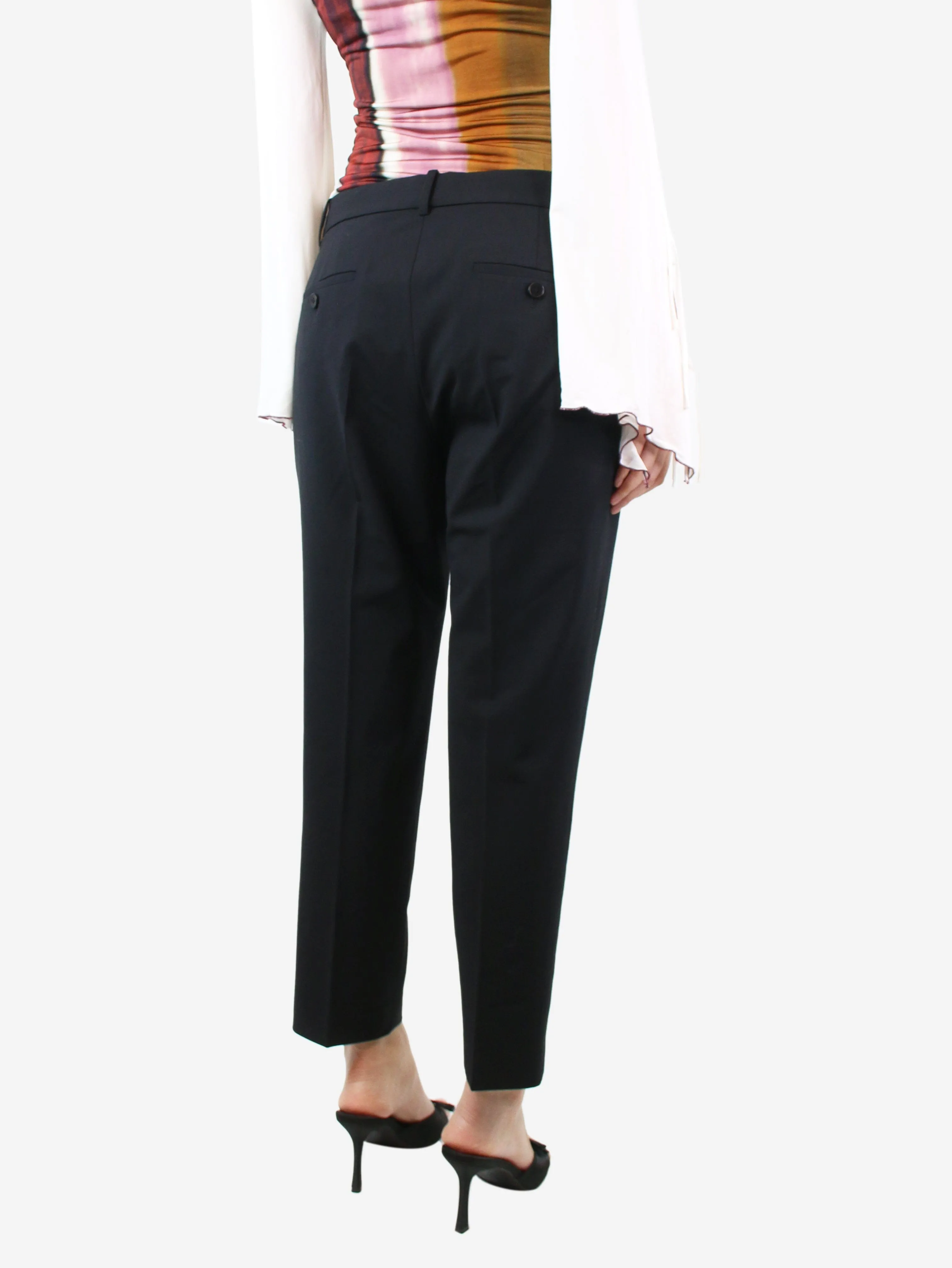 Black cropped wool trousers - size UK 14