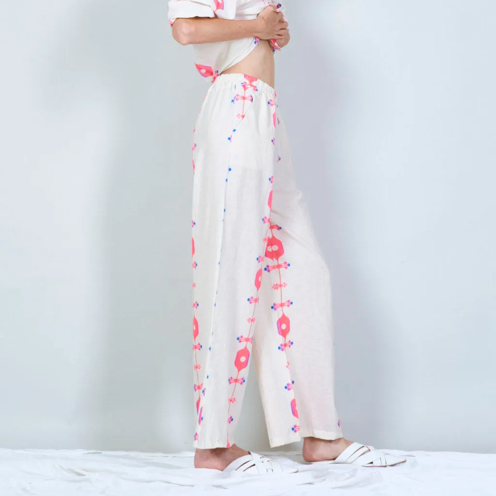 Bohemian wide-leg pants with elastic waistband wholesale