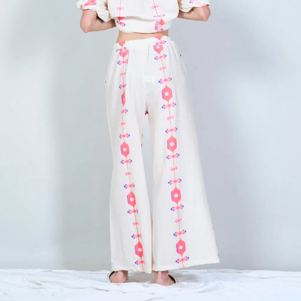 Bohemian wide-leg pants with elastic waistband wholesale