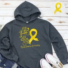 Bone Cancer Awareness Heart Hoodie - Several Colors Available