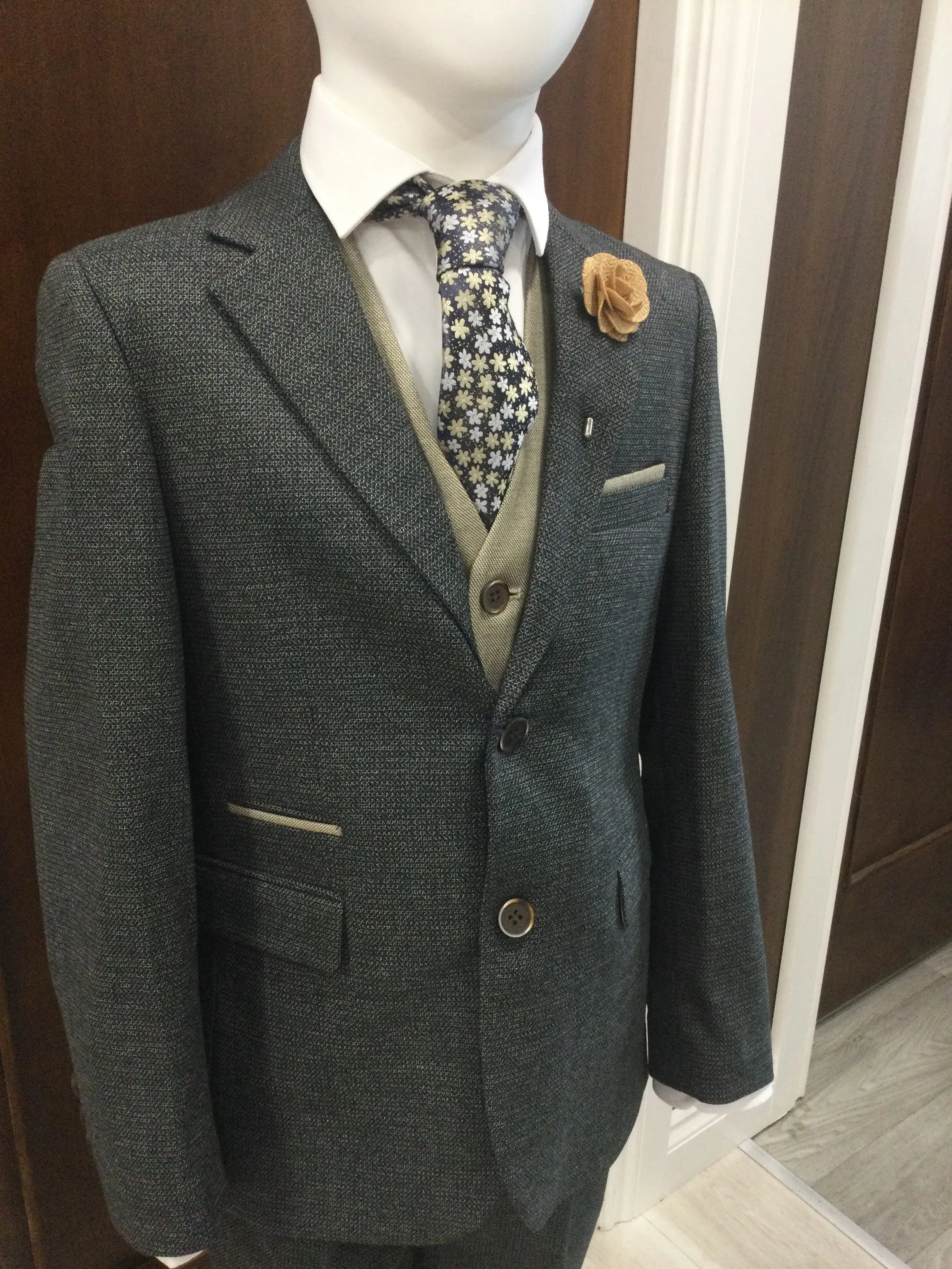 Boys Benetti Tom Olive 3 Piece Suit