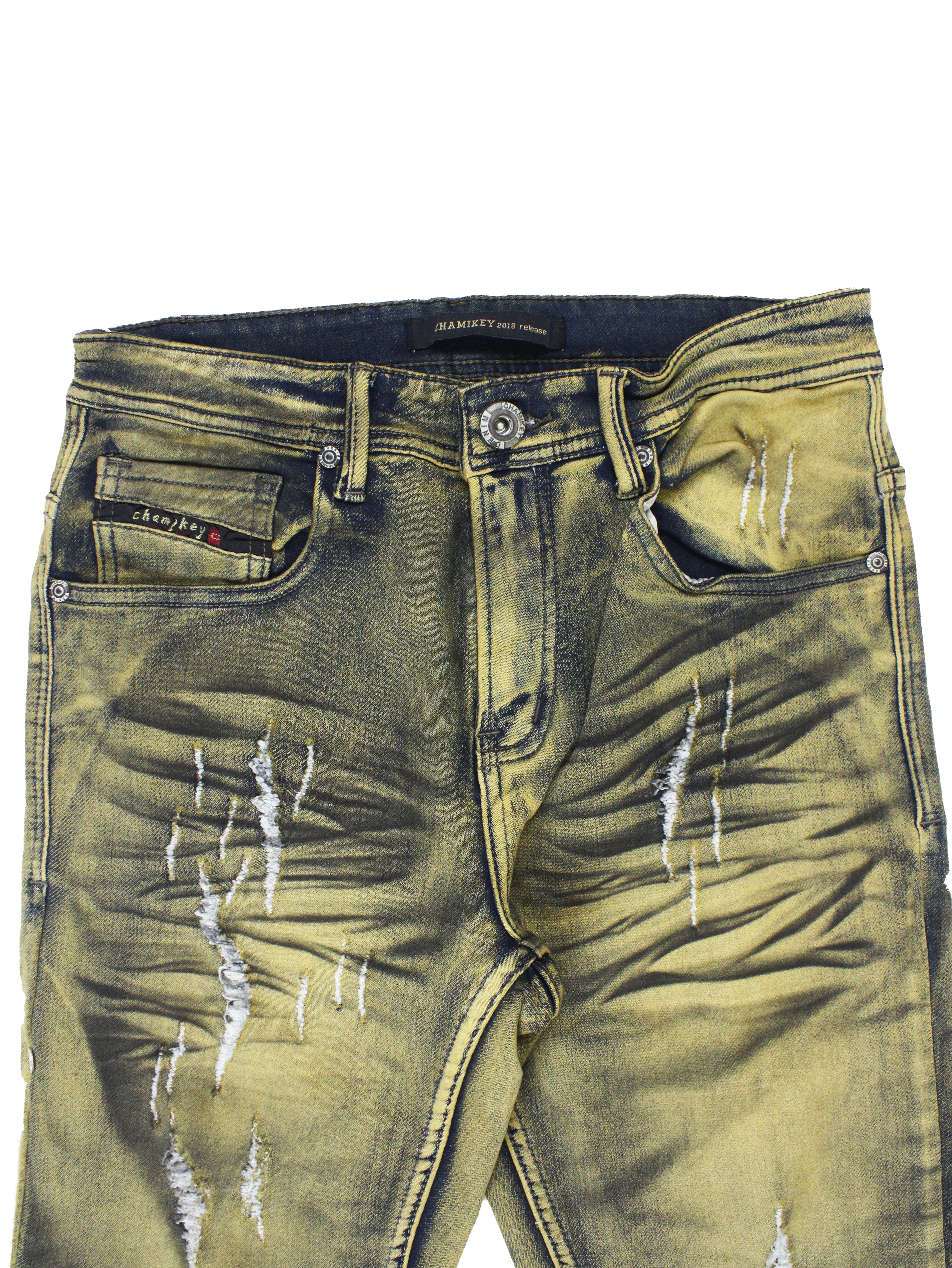 CHAMIKEY Golden Green Jeans