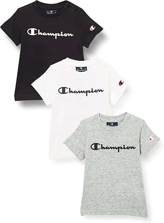 Champion 3 Legacy American Classic Logo short-sleeved children's t-shirt 305974 WW001 white-grey-blue