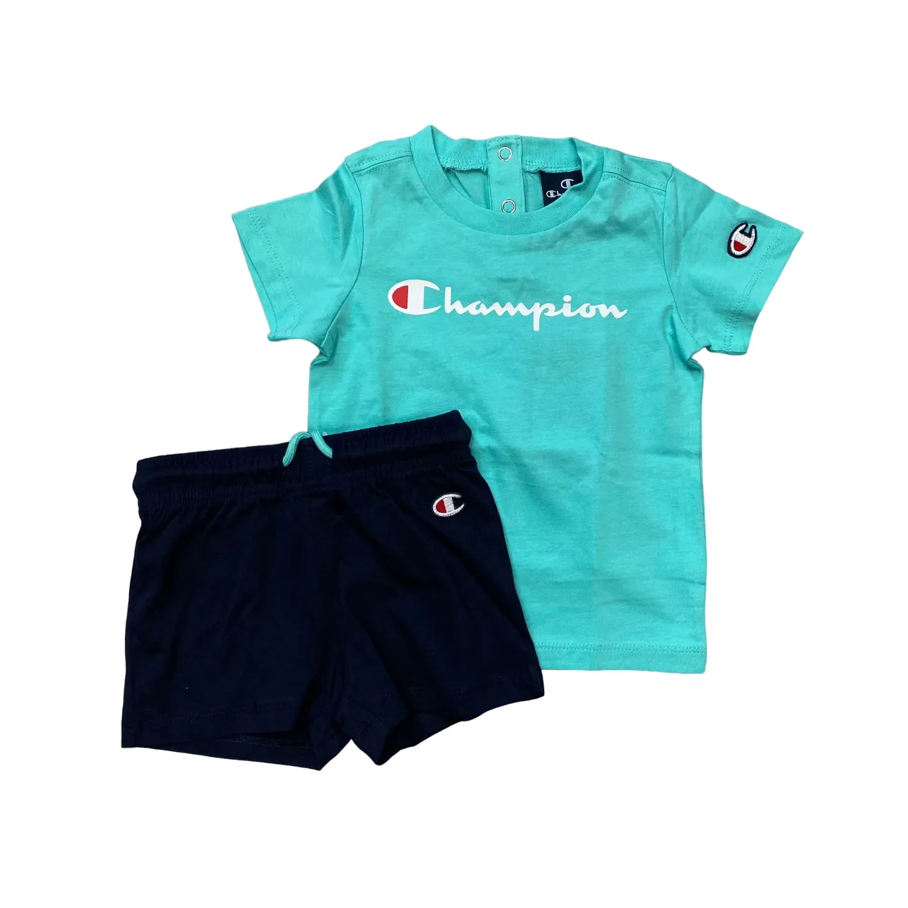 Champion children's outfit t-shirt and shorts 306782 BS049 green water blue