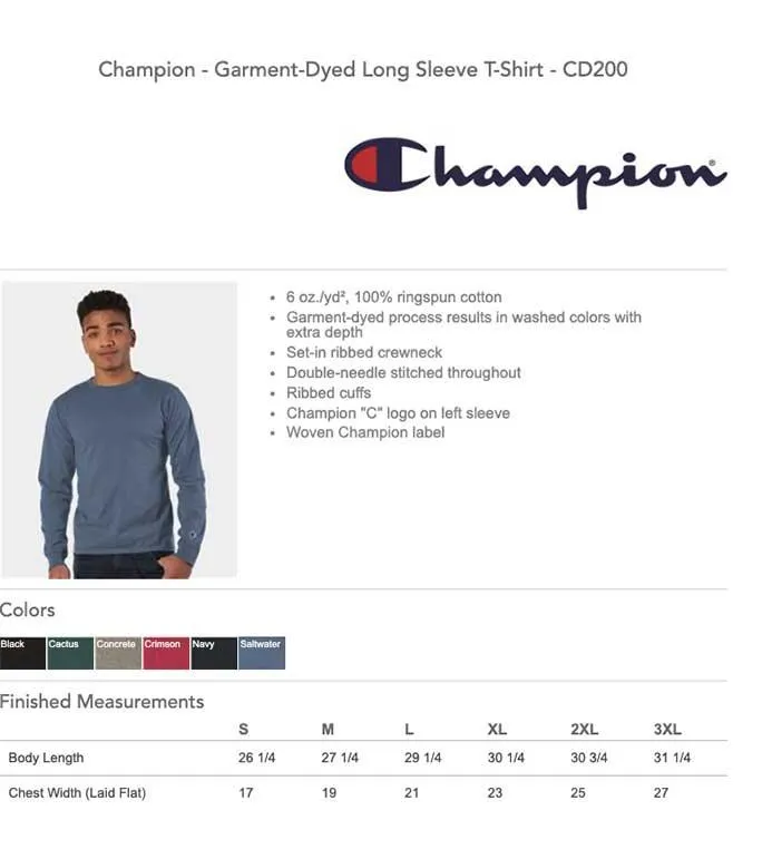 Champion Garment Dyed Long Sleeve Shirt