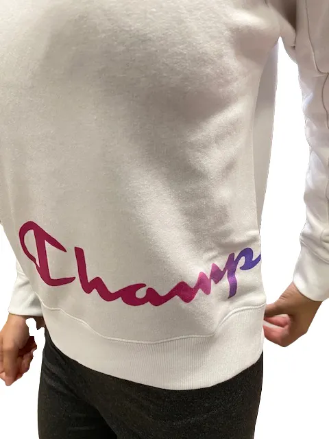 Champion Girl's sweatshirt with hood and side print 404513 WW001 white