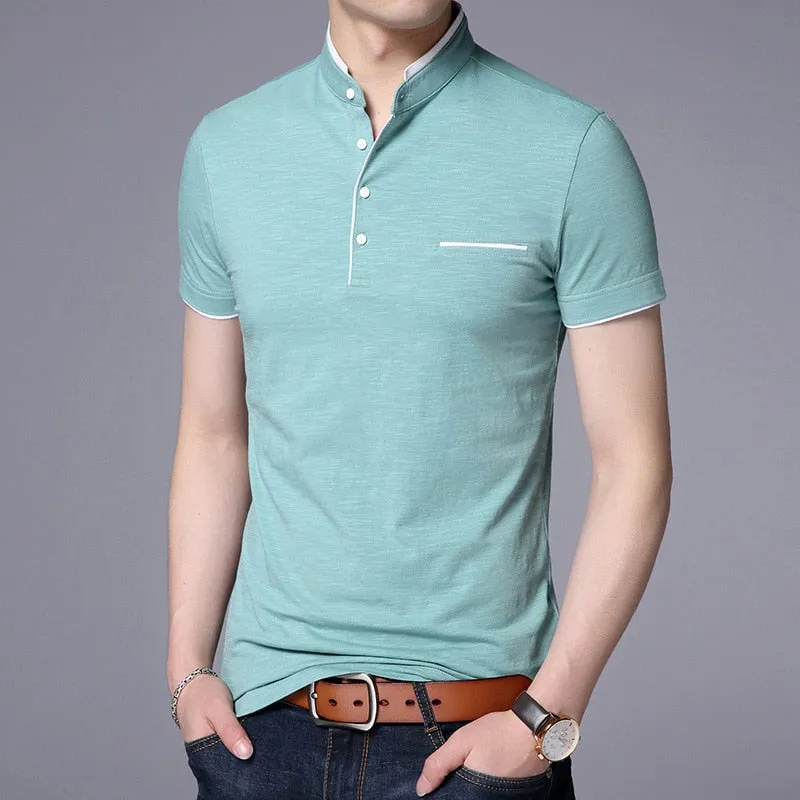 Collar Short Sleeve Tee Shirt Men Spring Summer New Style Top T-Shirts