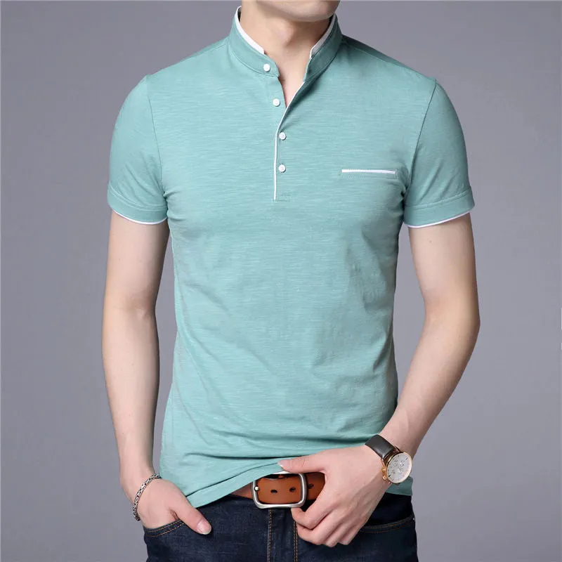 Collar Short Sleeve Tee Shirt Men Spring Summer New Style Top T-Shirts