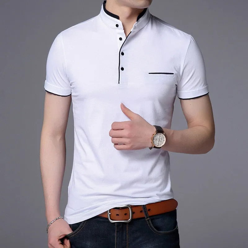 Collar Short Sleeve Tee Shirt Men Spring Summer New Style Top T-Shirts