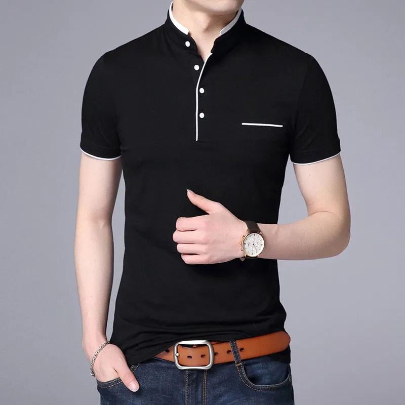 Collar Short Sleeve Tee Shirt Men Spring Summer New Style Top T-Shirts