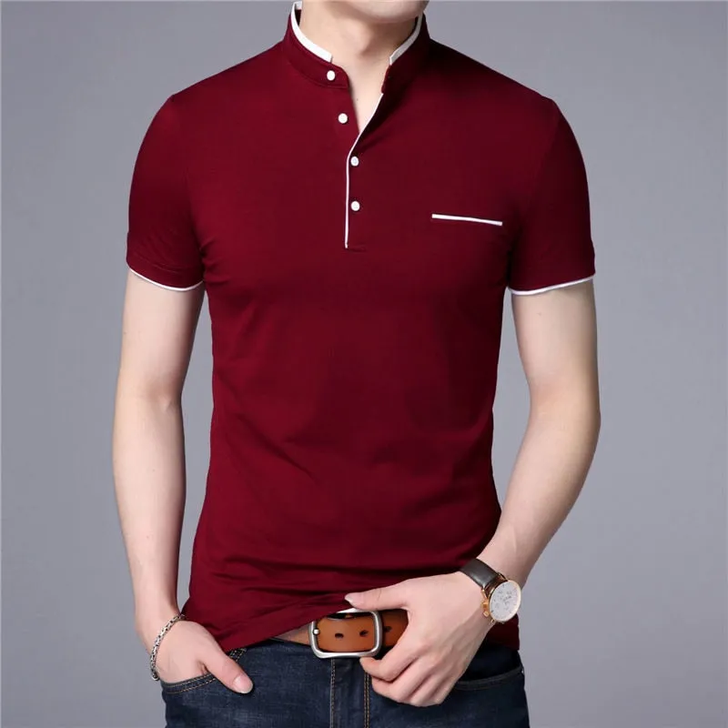 Collar Short Sleeve Tee Shirt Men Spring Summer New Style Top T-Shirts