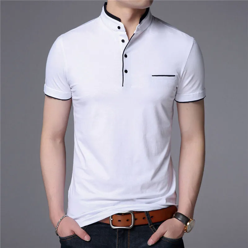 Collar Short Sleeve Tee Shirt Men Spring Summer New Style Top T-Shirts