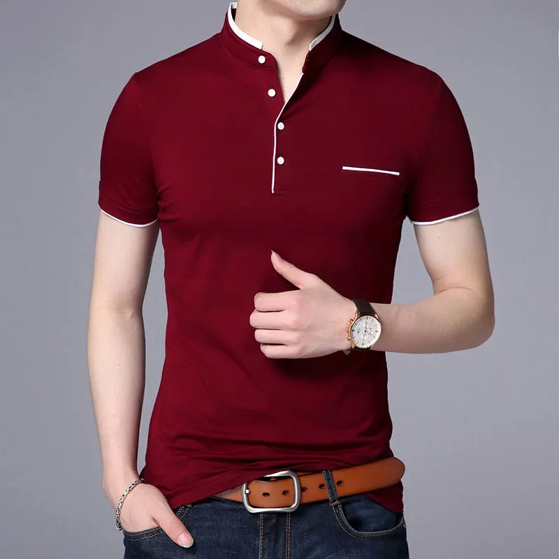 Collar Short Sleeve Tee Shirt Men Spring Summer New Style Top T-Shirts