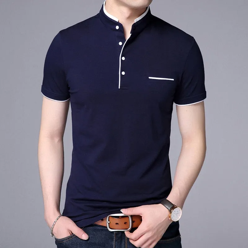 Collar Short Sleeve Tee Shirt Men Spring Summer New Style Top T-Shirts