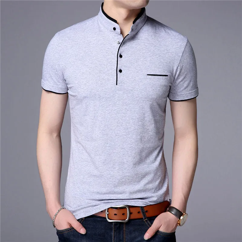 Collar Short Sleeve Tee Shirt Men Spring Summer New Style Top T-Shirts