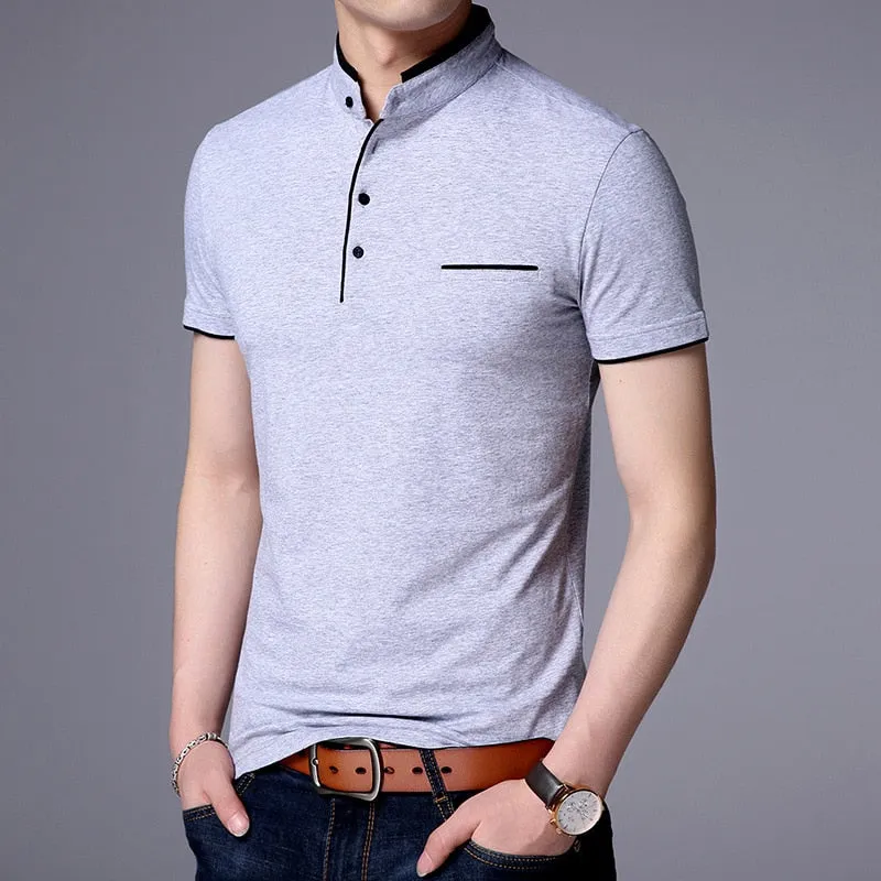 Collar Short Sleeve Tee Shirt Men Spring Summer New Style Top T-Shirts