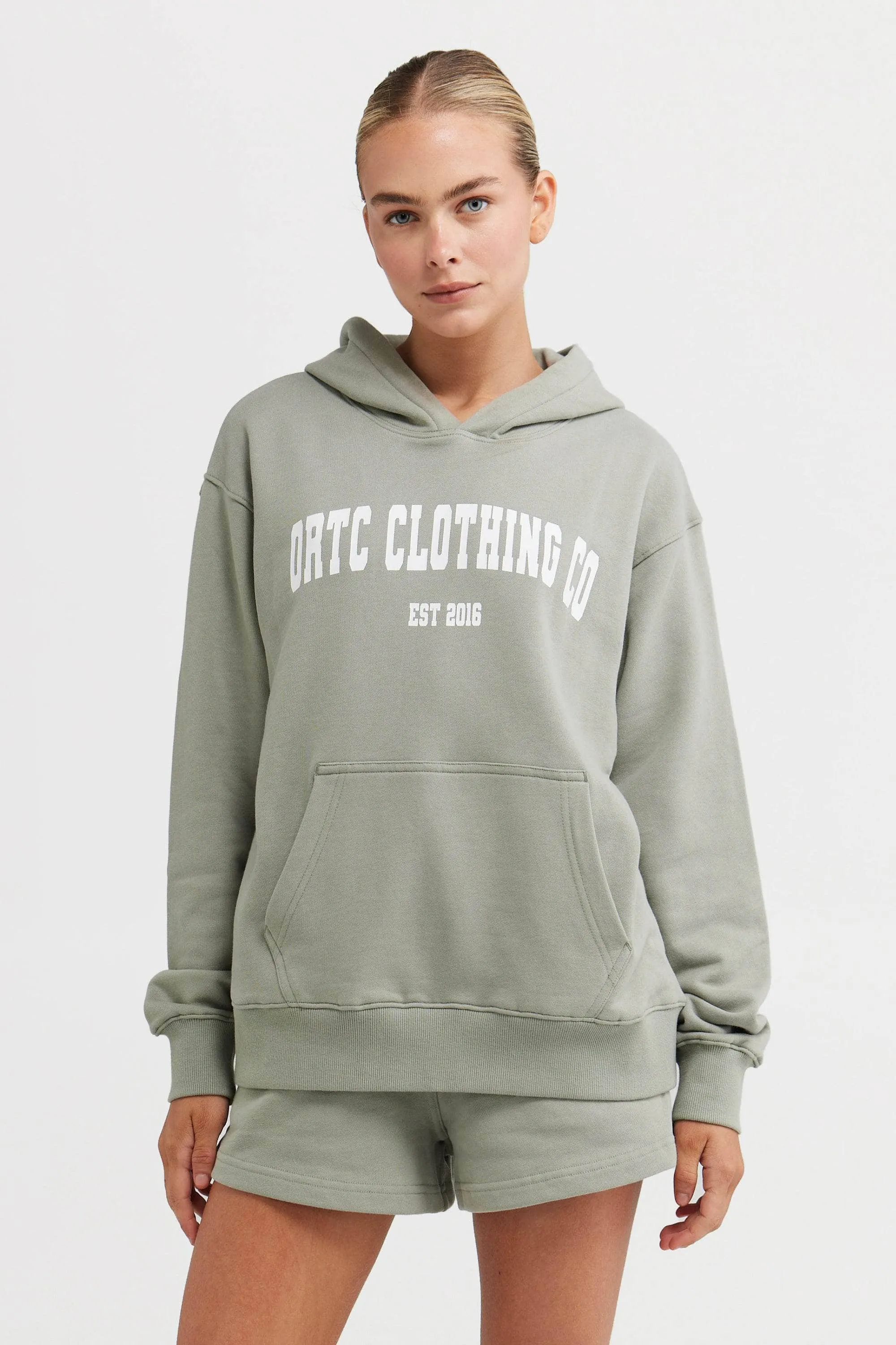 College Logo Hoodie Dusty Olive