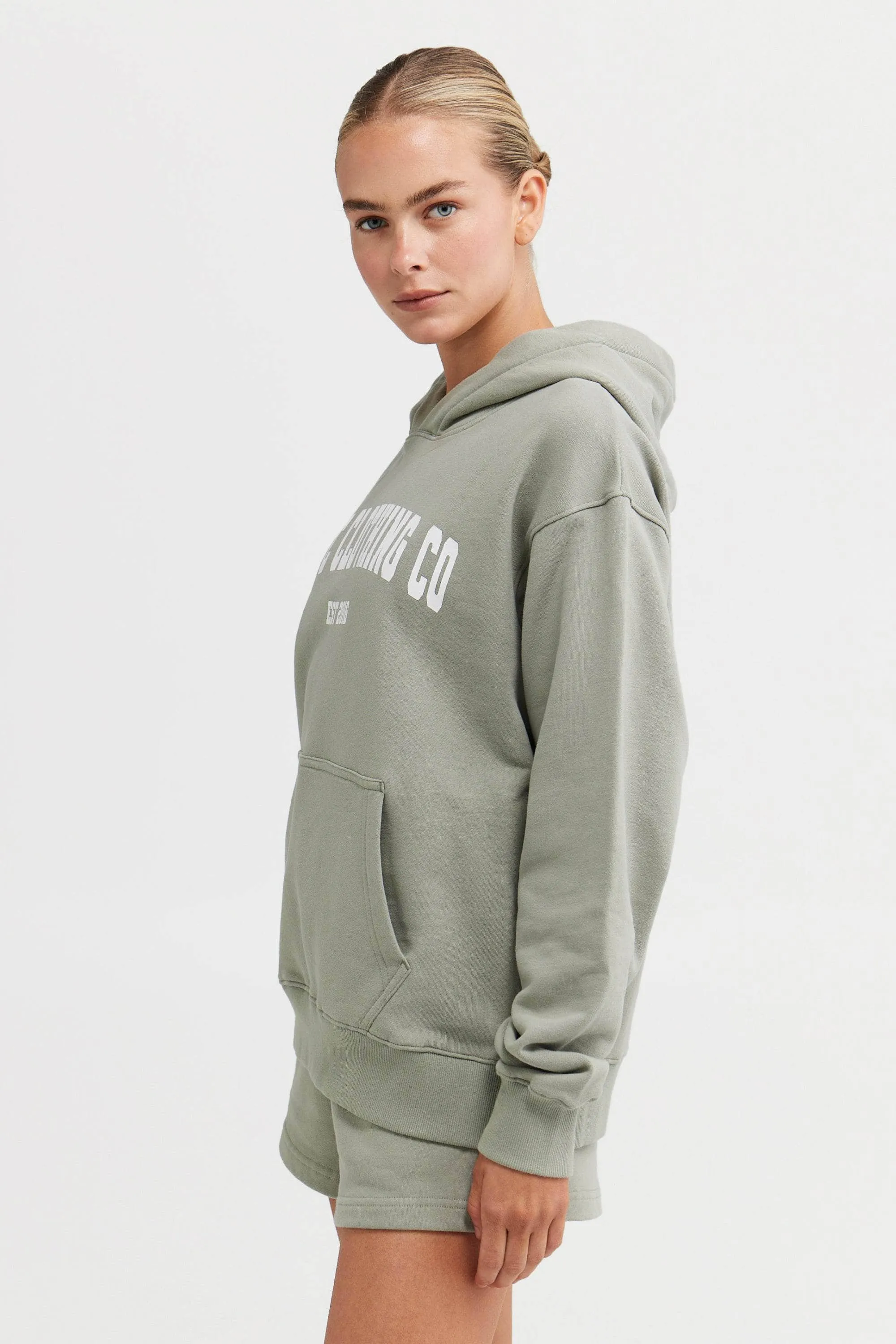 College Logo Hoodie Dusty Olive