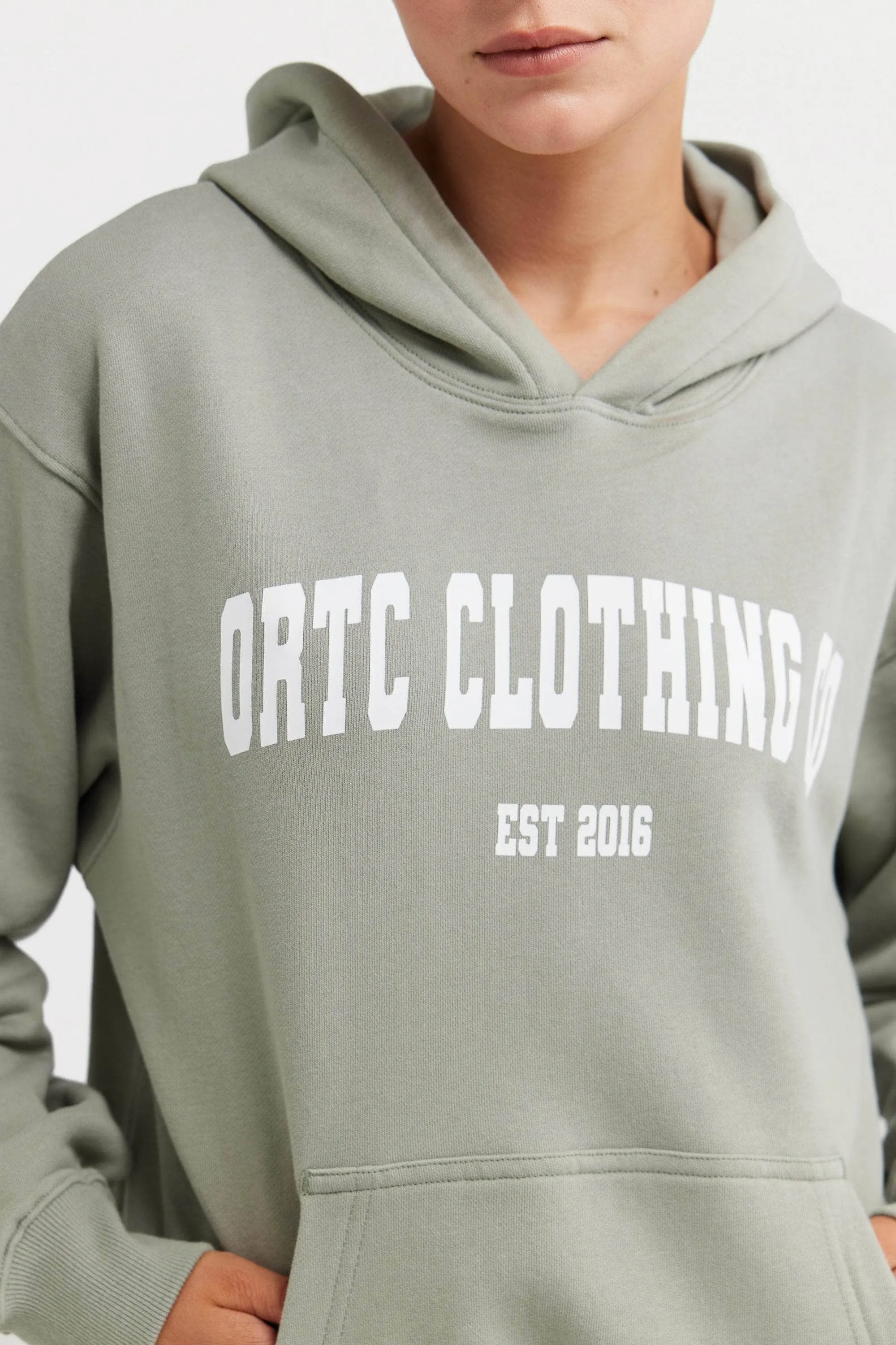 College Logo Hoodie Dusty Olive