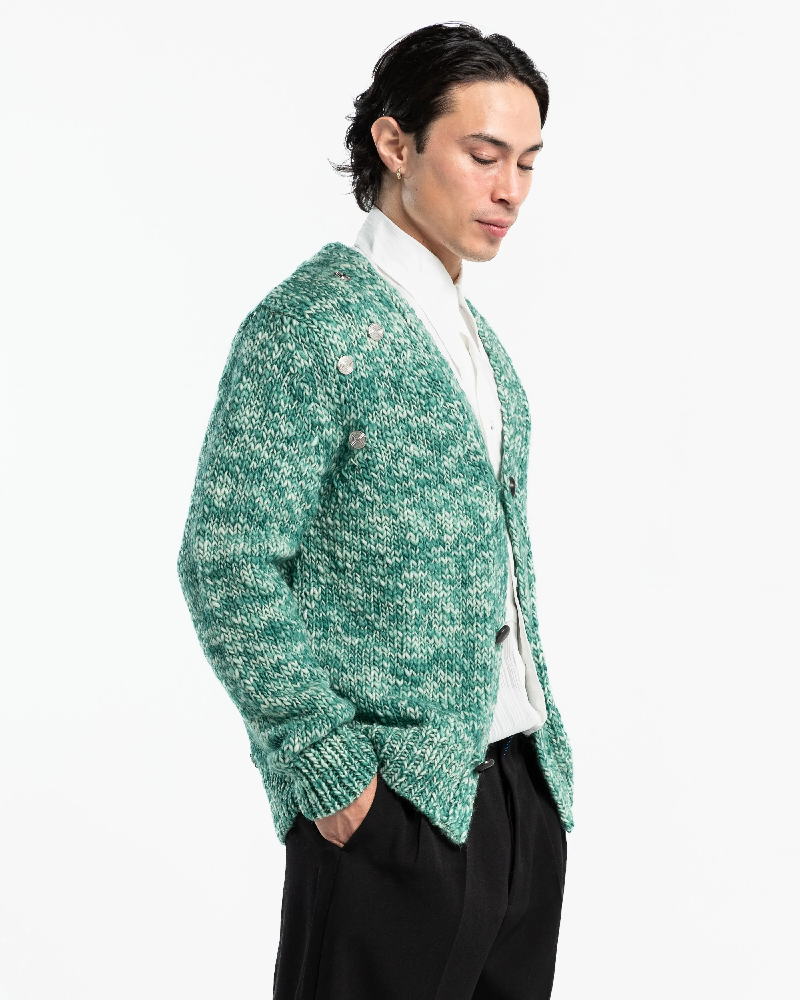 Cyrus Cardigan in White Sprayed Gree