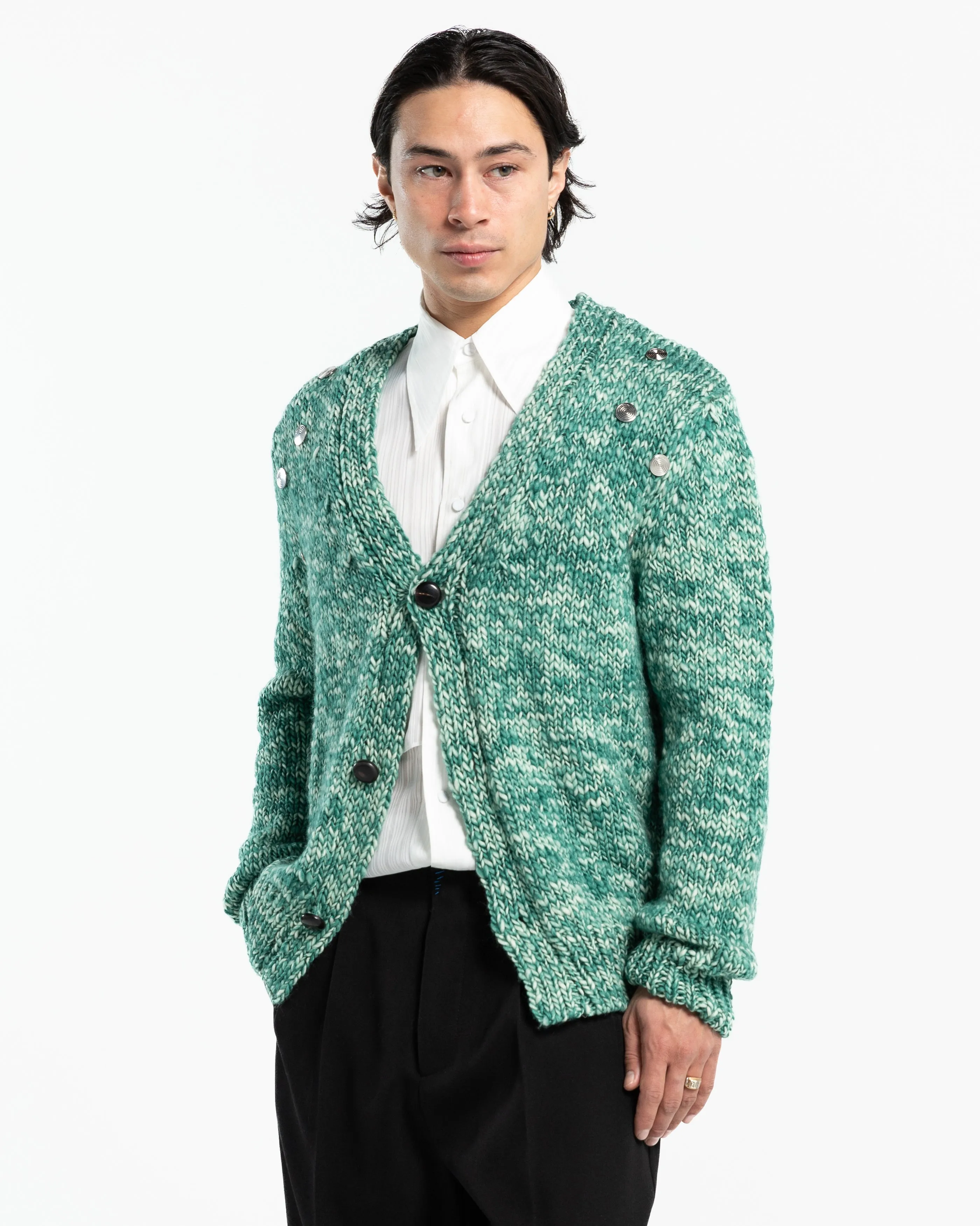 Cyrus Cardigan in White Sprayed Gree