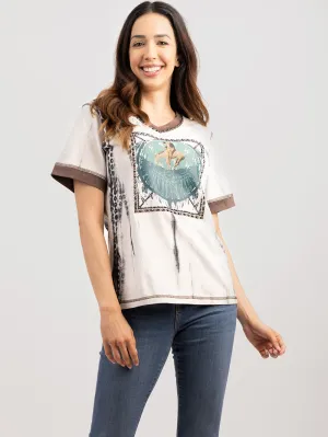 Delila Women Ink Splashed Aztec Rodeo Collection Rhinestone Tee