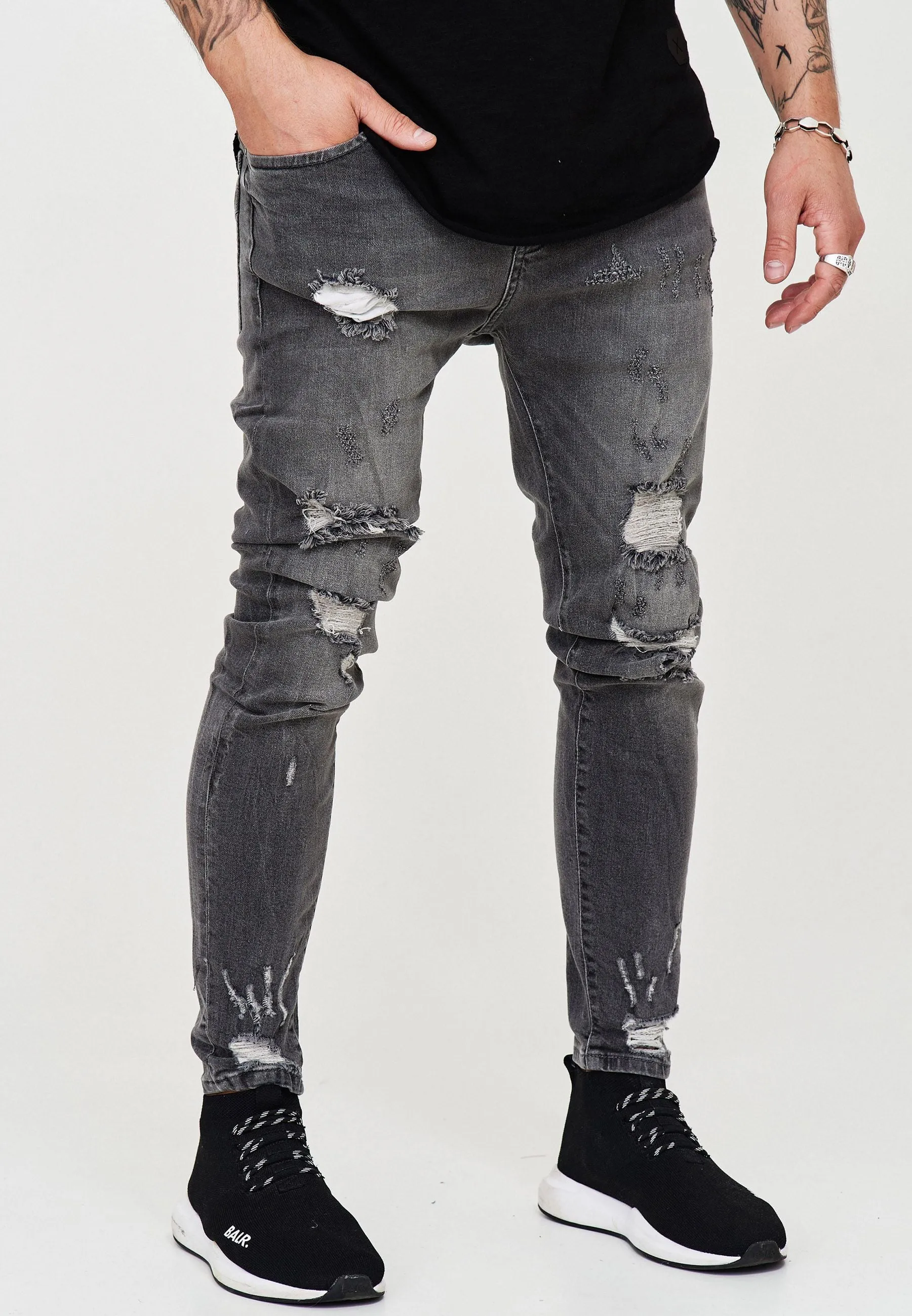 Destroyed Jeans Grau 3667