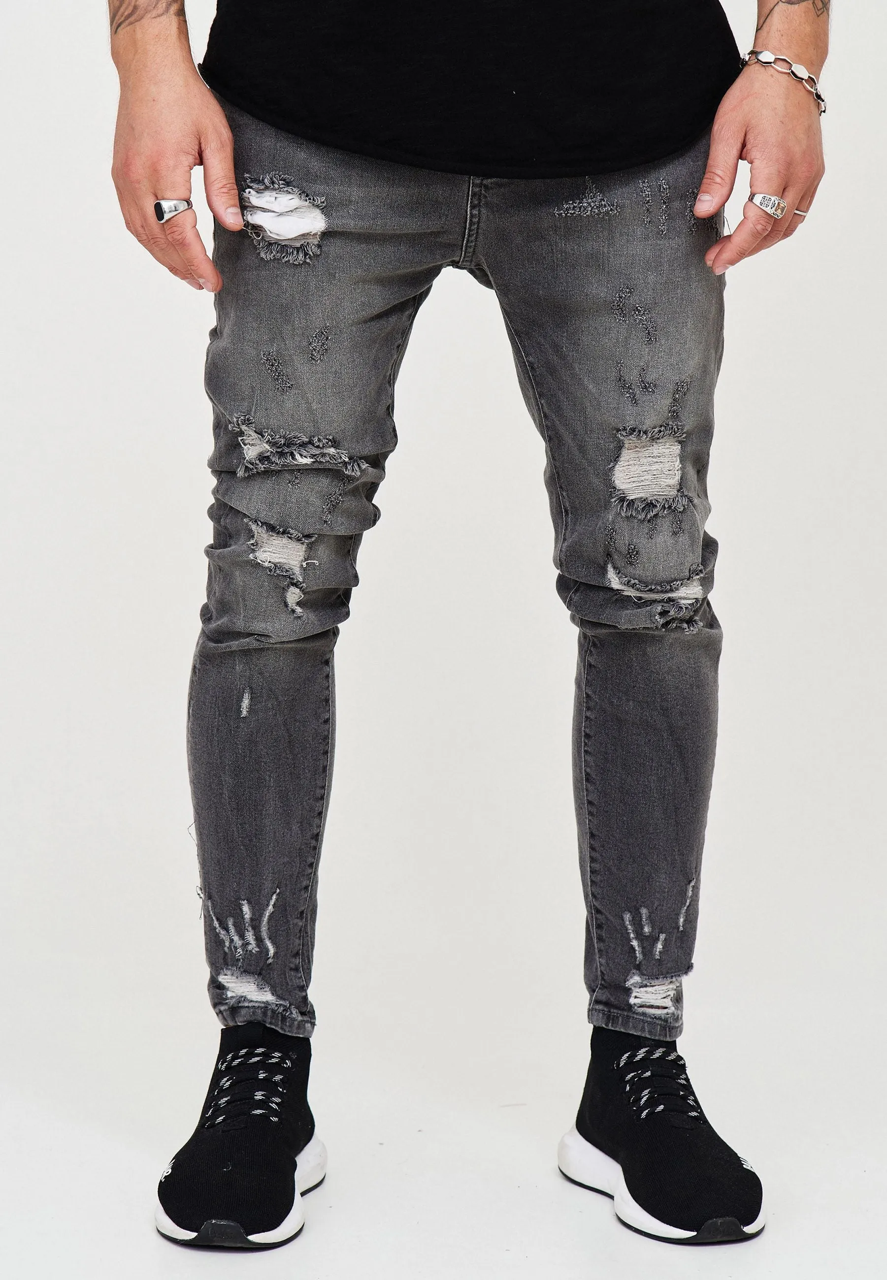 Destroyed Jeans Grau 3667