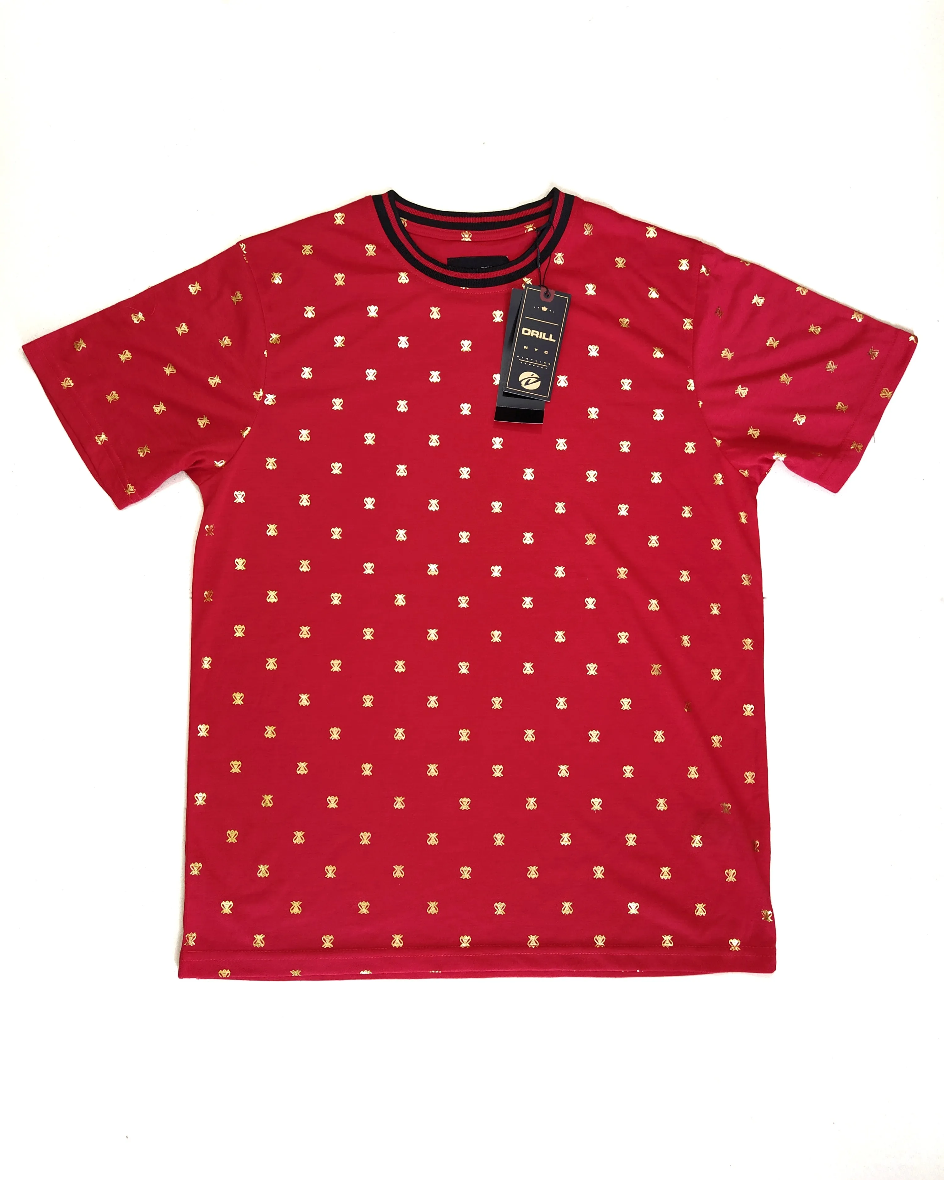 Drill NYC Men's T-shirt Red Gold-Print 04