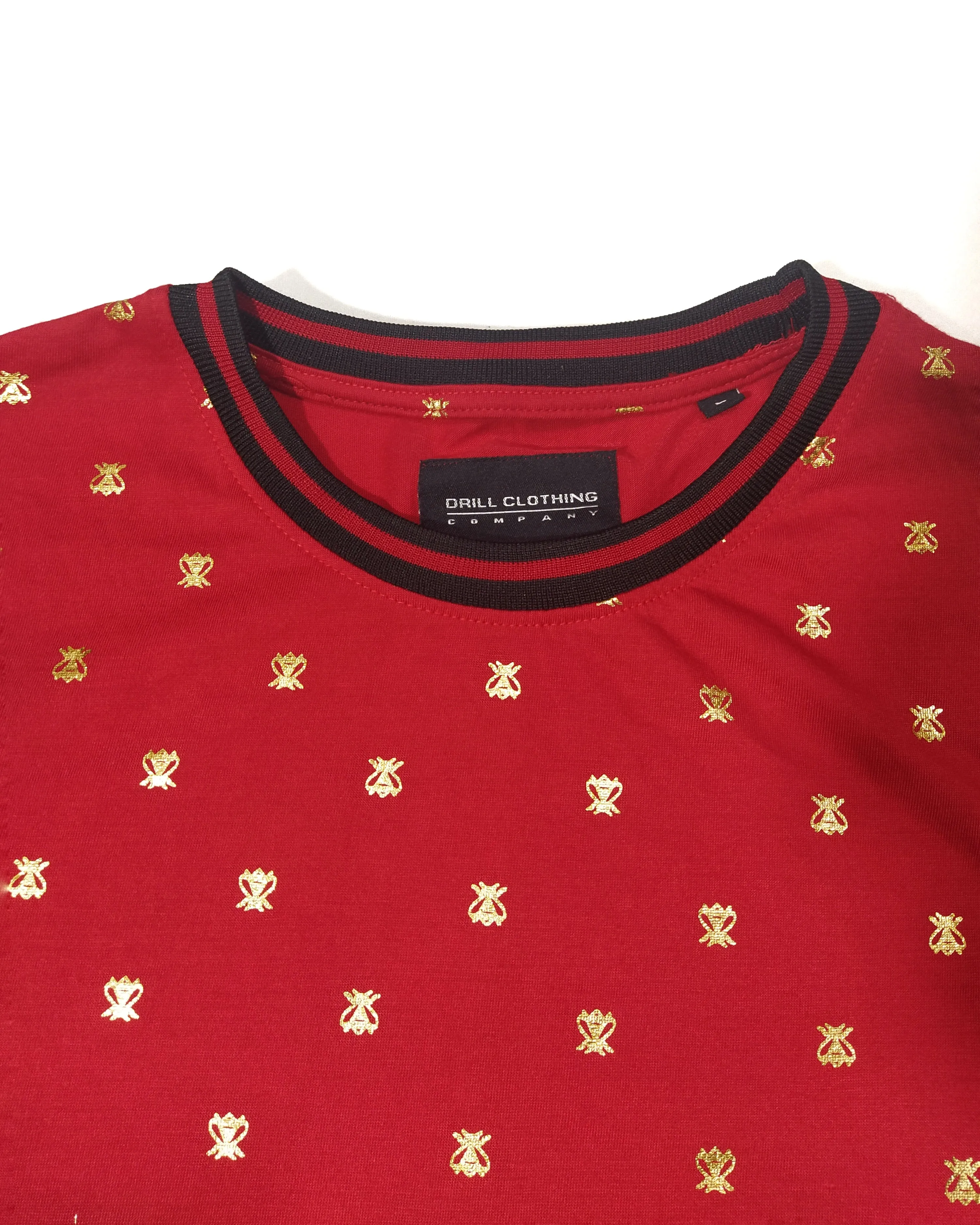 Drill NYC Men's T-shirt Red Gold-Print 04