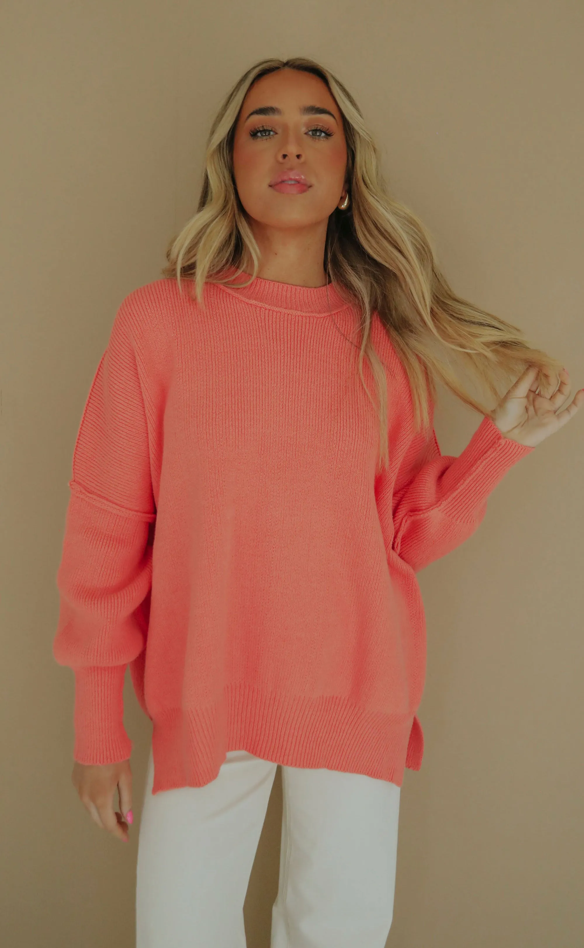 fondest memories sweater - coral