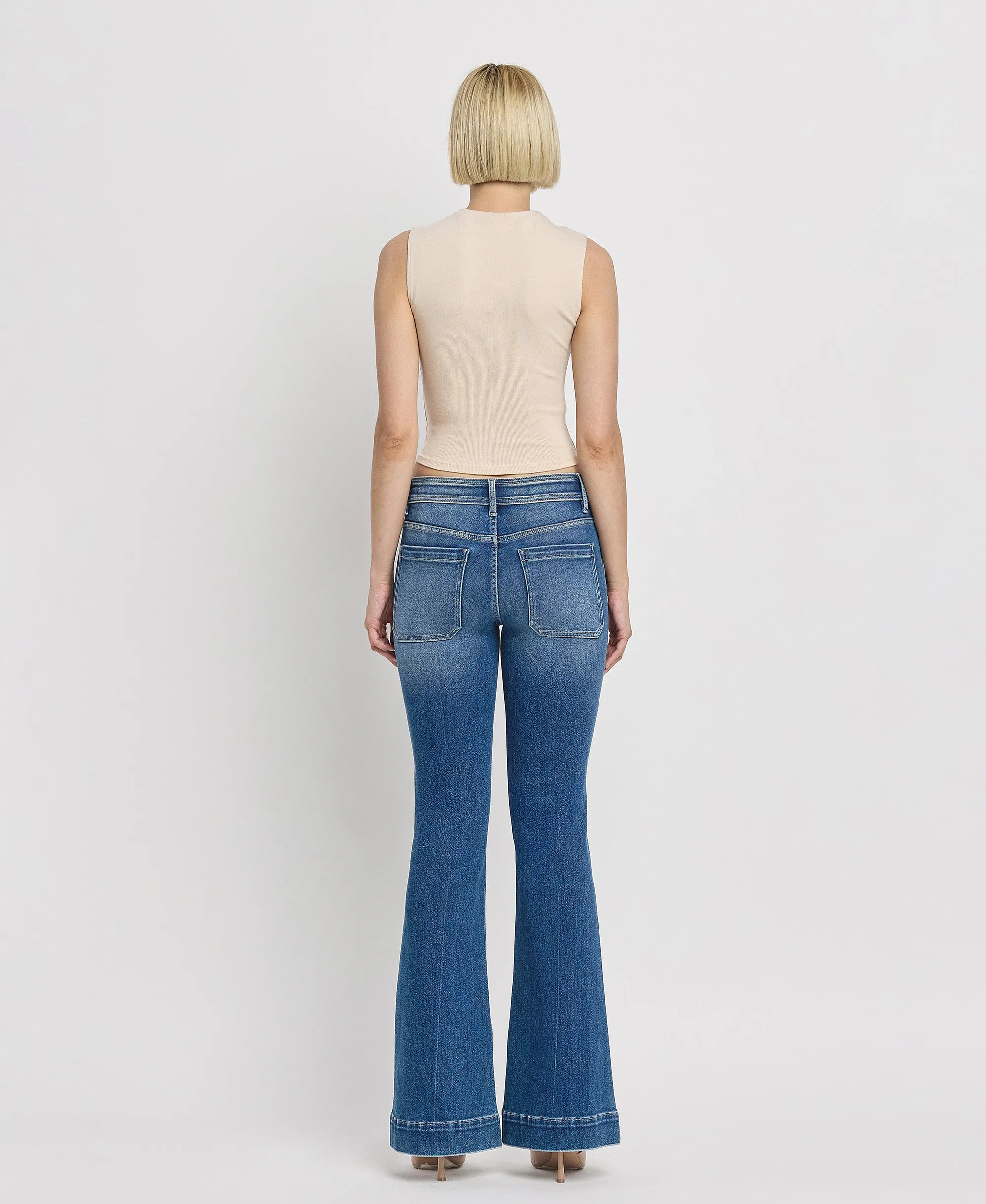 Gleefully - Mid Rise Trouser Hem Flare Jeans