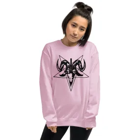 Baphomet Goth Sweatshirt in Light Blue, Light Pink, White, & Indigo Blue