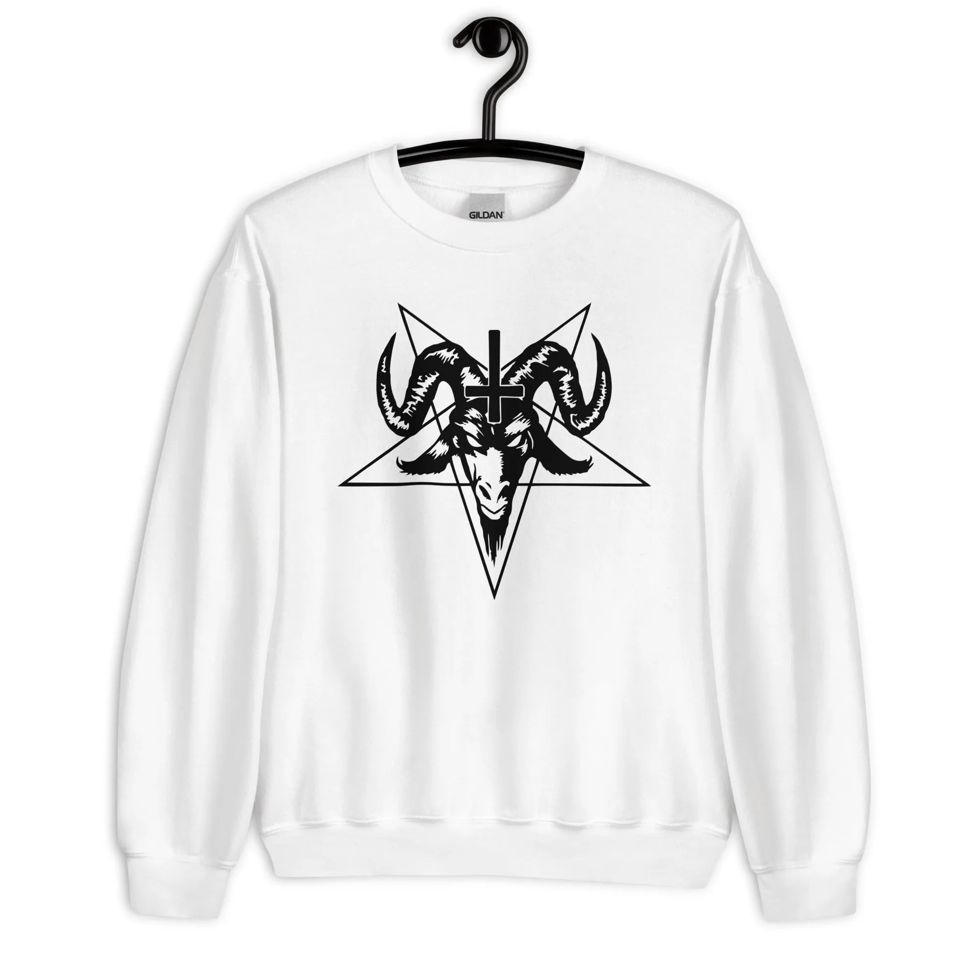 Baphomet Goth Sweatshirt in Light Blue, Light Pink, White, & Indigo Blue