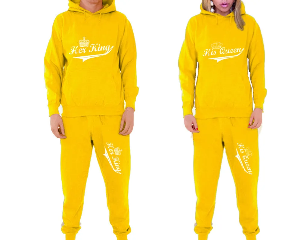 Her King His Queen Couple Matching Hoodie and Jogger Pants Top&Bottom Sets