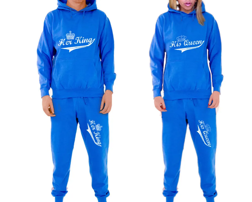 Her King His Queen Couple Matching Hoodie and Jogger Pants Top&Bottom Sets