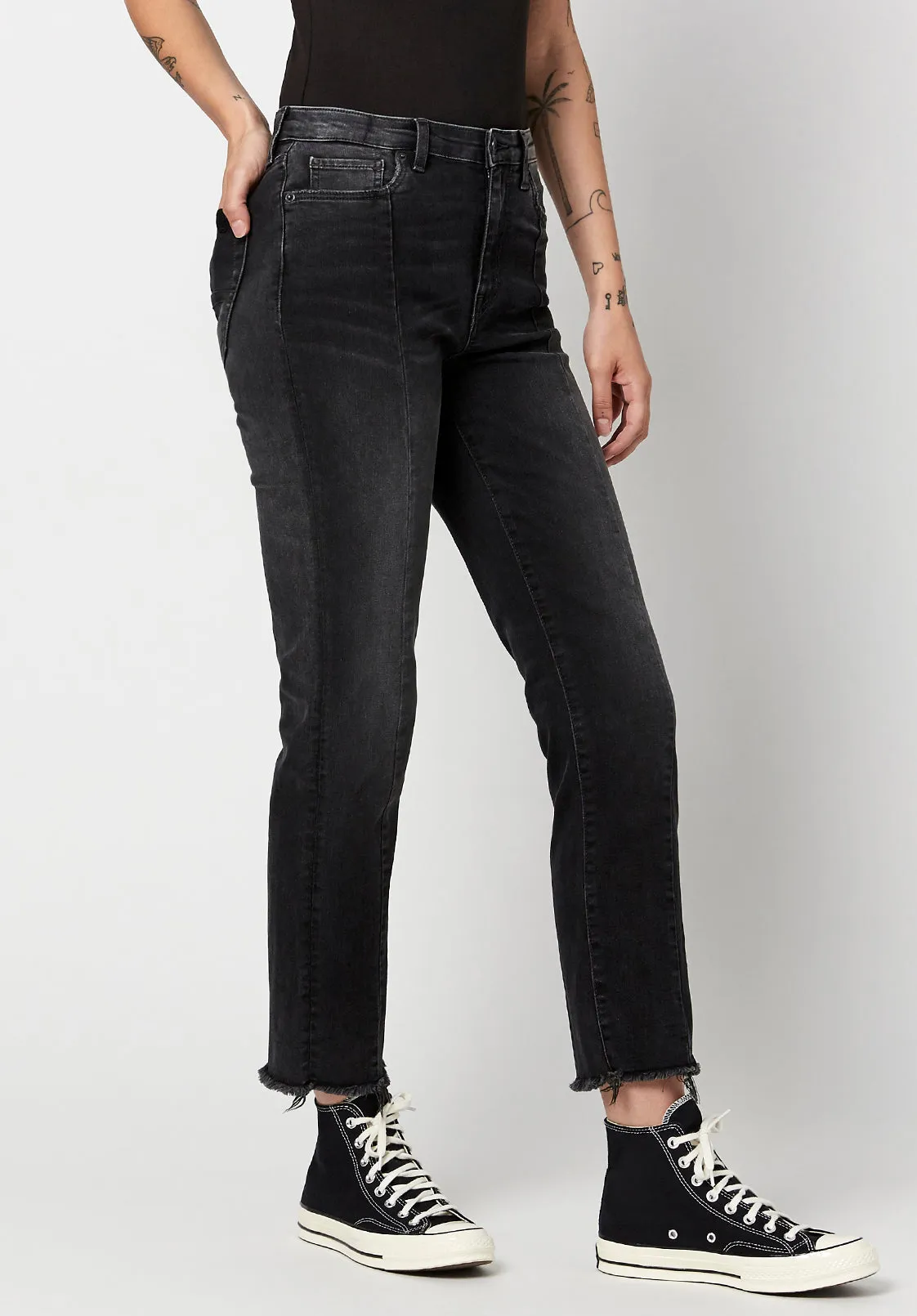 High Rise Straight Jayden Women's Jeans in Dark & Worn - BL15818