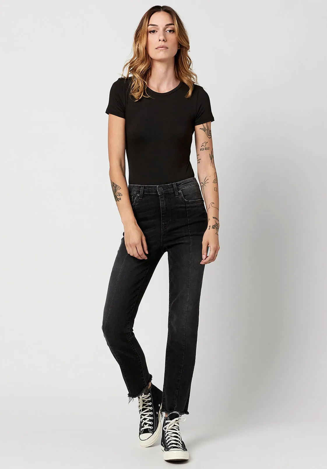 High Rise Straight Jayden Women's Jeans in Dark & Worn - BL15818